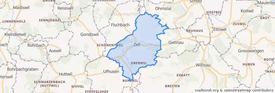 Mapa de ubicacion de Zell (LU).