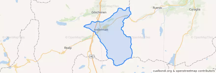 Mapa de ubicacion de Andermatt.