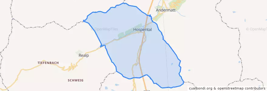 Mapa de ubicacion de Hospental.