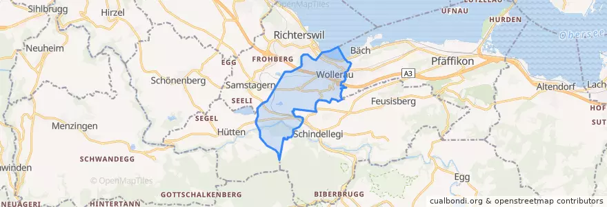 Mapa de ubicacion de Wollerau.