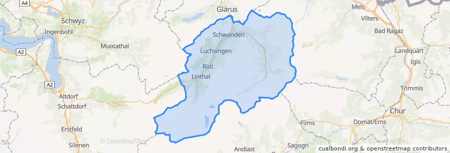 Mapa de ubicacion de Glarus Süd.