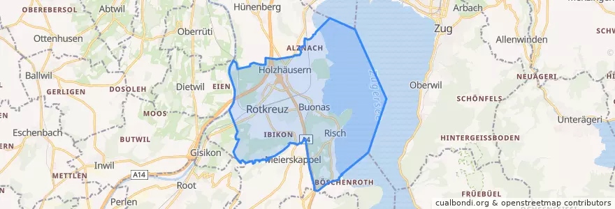 Mapa de ubicacion de Risch-Rotkreuz.