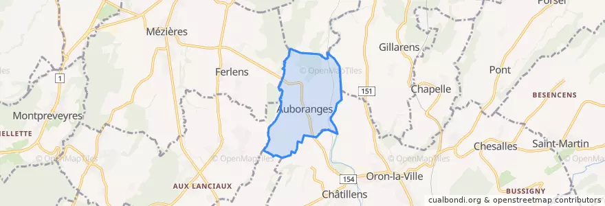 Mapa de ubicacion de Auboranges.