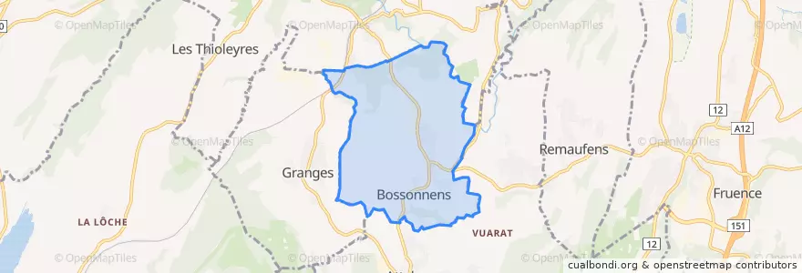 Mapa de ubicacion de Bossonnens.