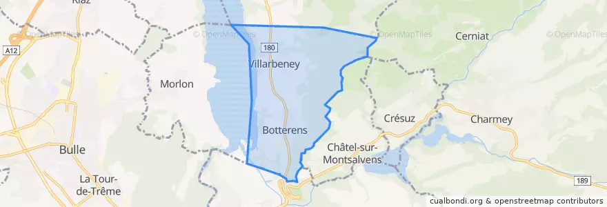 Mapa de ubicacion de Botterens.