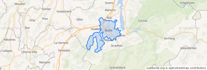Mapa de ubicacion de Bulle.