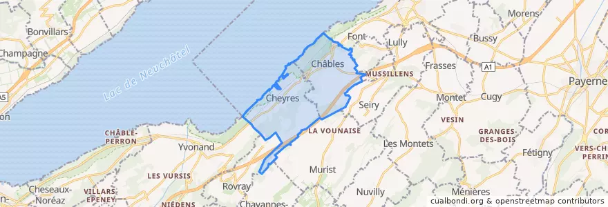 Mapa de ubicacion de Cheyres-Châbles.