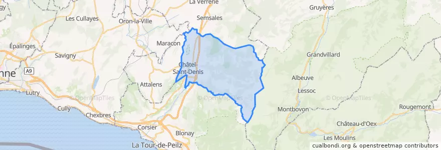 Mapa de ubicacion de Châtel-Saint-Denis.