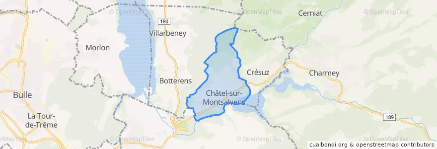 Mapa de ubicacion de Châtel-sur-Montsalvens.