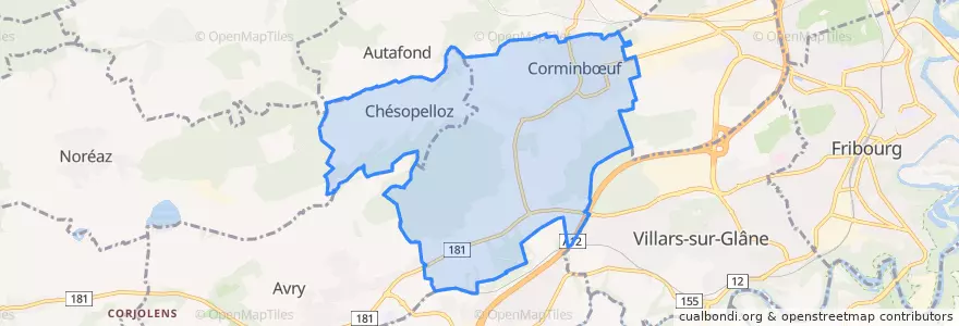 Mapa de ubicacion de Corminboeuf.