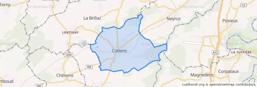 Mapa de ubicacion de Cottens (FR).