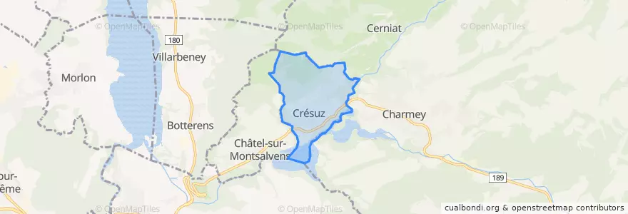 Mapa de ubicacion de Crésuz.
