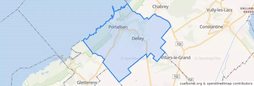 Mapa de ubicacion de Delley-Portalban.