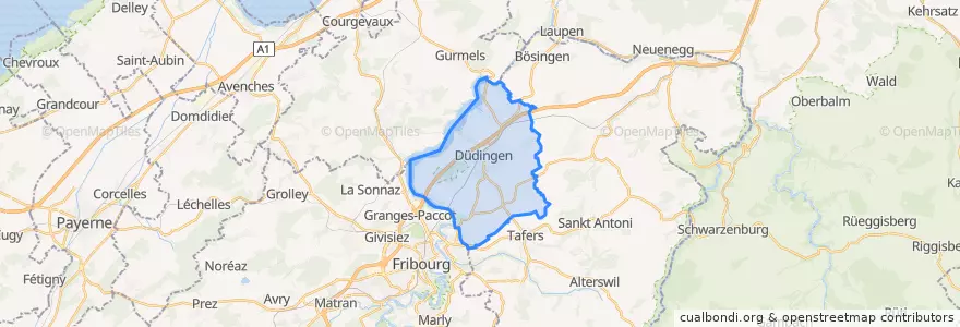 Mapa de ubicacion de Düdingen.