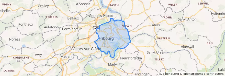 Mapa de ubicacion de Fribourg - Freiburg.