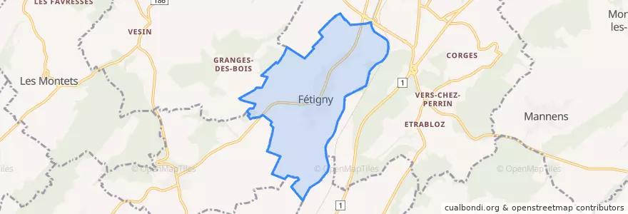 Mapa de ubicacion de Fétigny.