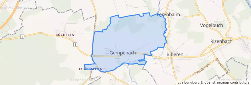 Mapa de ubicacion de Gempenach.