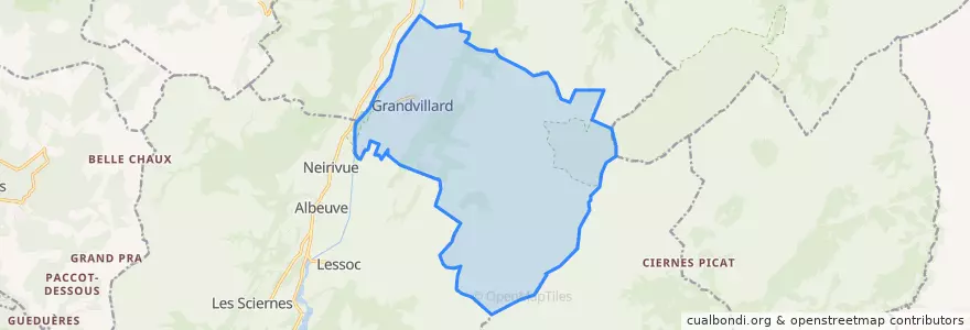 Mapa de ubicacion de Grandvillard.
