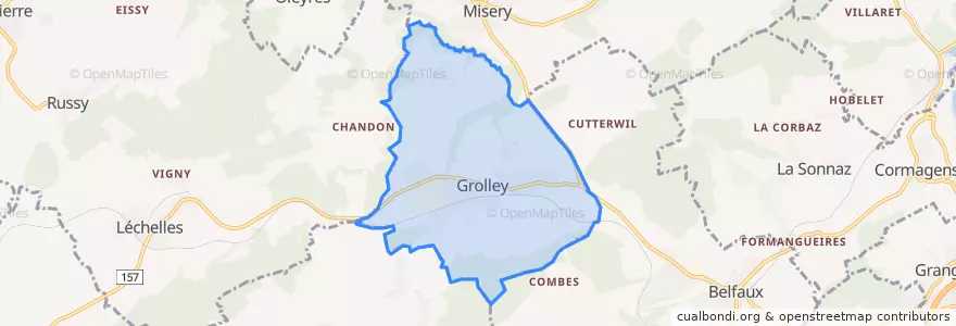 Mapa de ubicacion de Grolley.