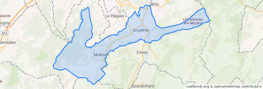 Mapa de ubicacion de Gruyères.