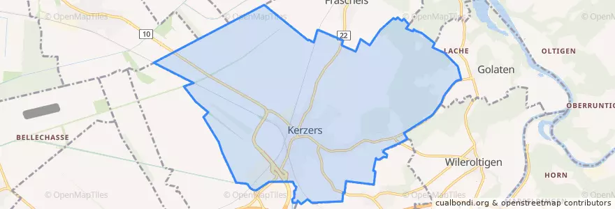 Mapa de ubicacion de Kerzers.