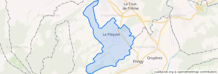 Mapa de ubicacion de Le Pâquier (FR).