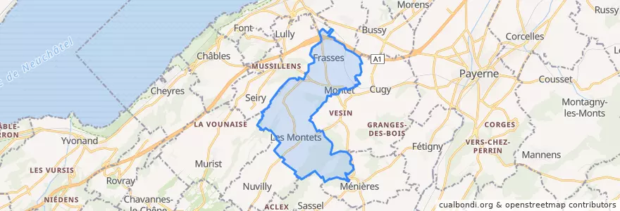 Mapa de ubicacion de Les Montets.