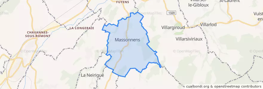 Mapa de ubicacion de Massonnens.