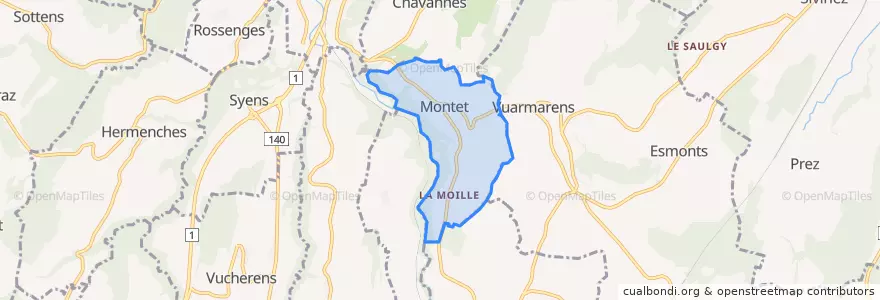 Mapa de ubicacion de Montet (Glâne).