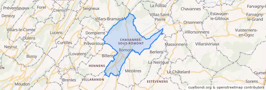 Mapa de ubicacion de Romont (FR).