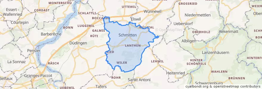 Mapa de ubicacion de Schmitten (FR).