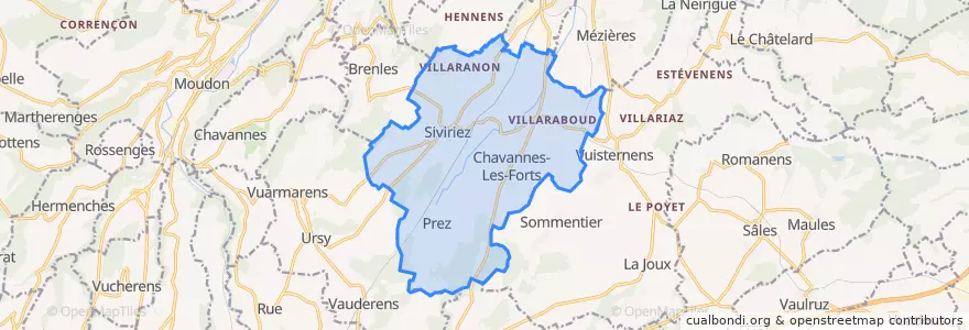 Mapa de ubicacion de Siviriez.