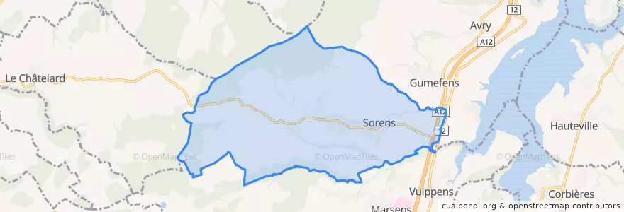 Mapa de ubicacion de Sorens.