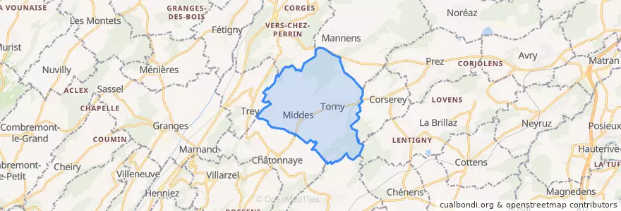Mapa de ubicacion de Torny.