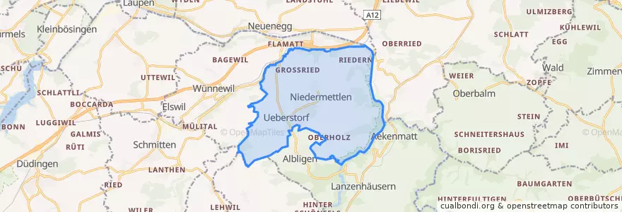 Mapa de ubicacion de Ueberstorf.