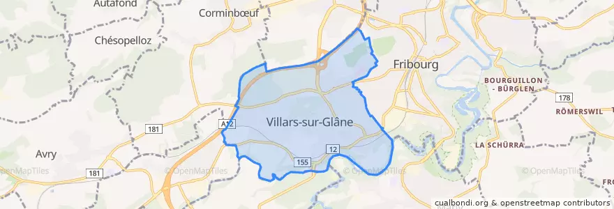 Mapa de ubicacion de Villars-sur-Glâne.