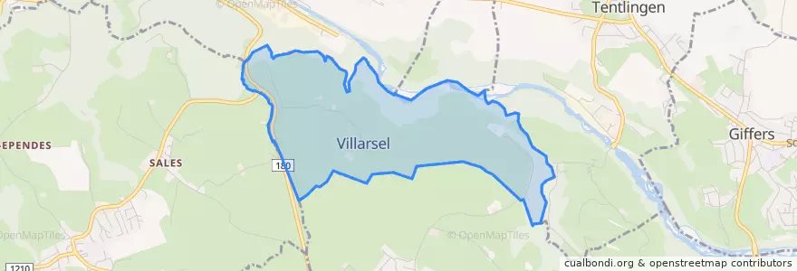 Mapa de ubicacion de Villarsel-sur-Marly.
