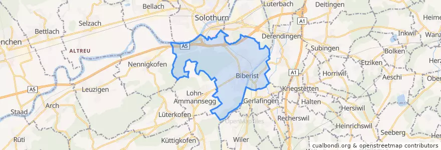 Mapa de ubicacion de Biberist.