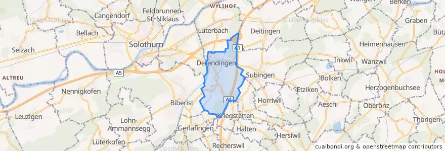 Mapa de ubicacion de Derendingen.
