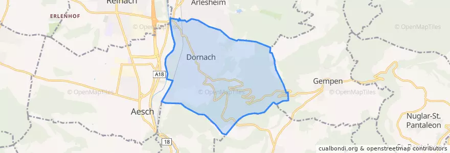 Mapa de ubicacion de Dornach.