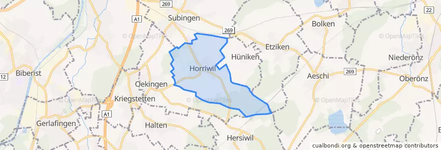 Mapa de ubicacion de Horriwil.