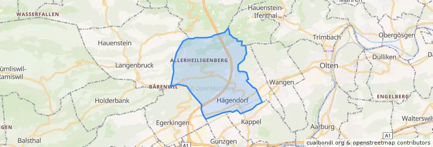 Mapa de ubicacion de Hägendorf.