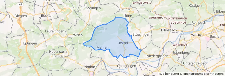 Mapa de ubicacion de Lostorf.