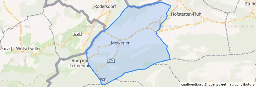 Mapa de ubicacion de Metzerlen-Mariastein.
