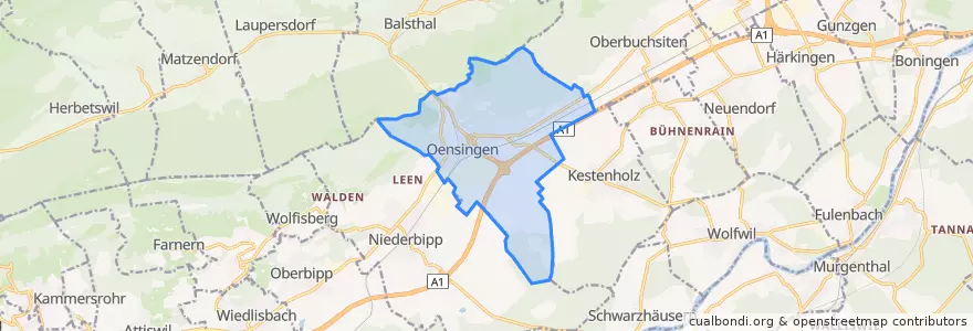 Mapa de ubicacion de Oensingen.