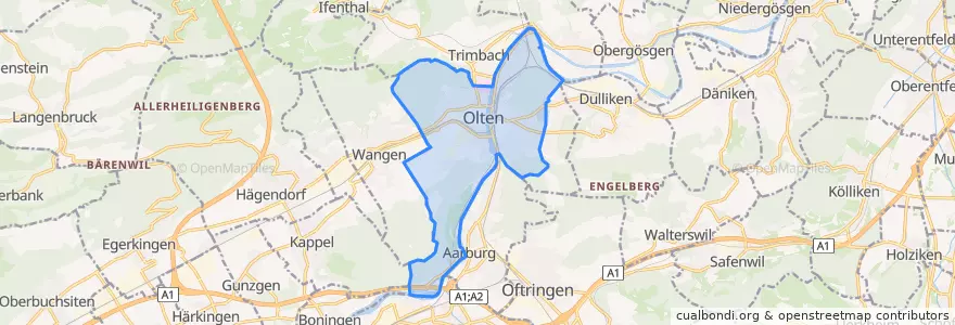 Mapa de ubicacion de Olten.