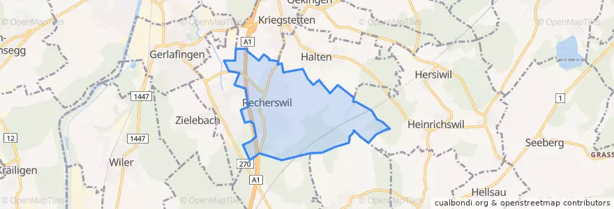 Mapa de ubicacion de Recherswil.