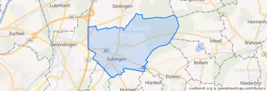 Mapa de ubicacion de Subingen.