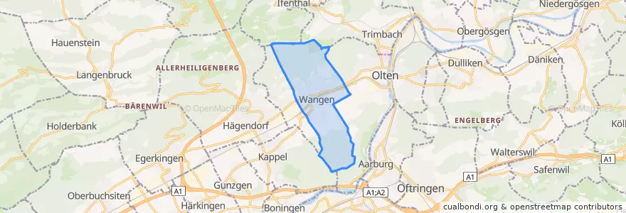 Mapa de ubicacion de Wangen bei Olten.