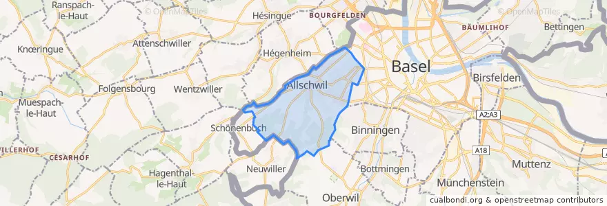 Mapa de ubicacion de Allschwil.